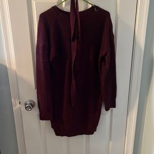 Cute sweater dress with tie belt